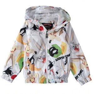 Members Only Looney Tunes Zip Up Hooded Windbreaker Jacket